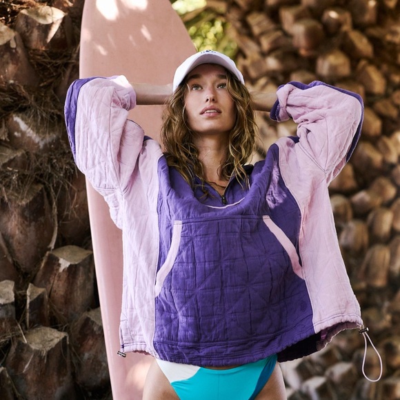 Free people trapped in paradise color block hoodie